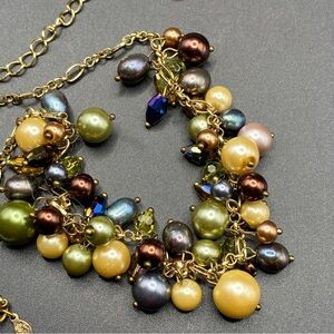 PREMIER DESIGNS Multi Colored Faux Beads & Glass Beads Necklace Earrings Set